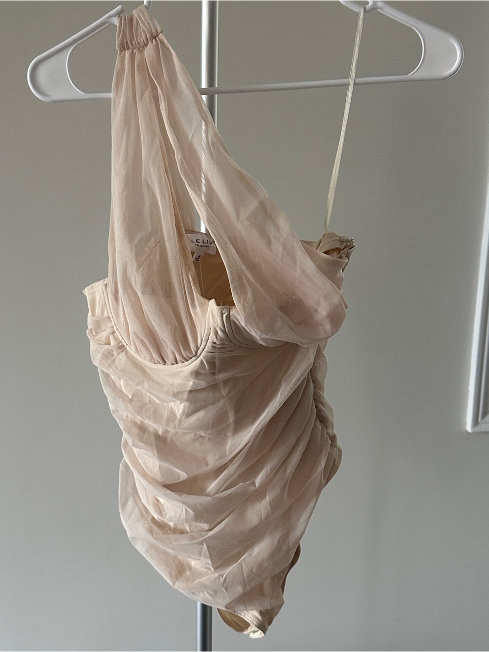 Le Lis Sheer Ruched One-Shoulder Bodysuit